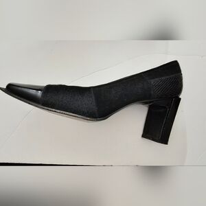 Stuart Weitzman Heels Block Heels Black Patent Black Textured Women's Size 7